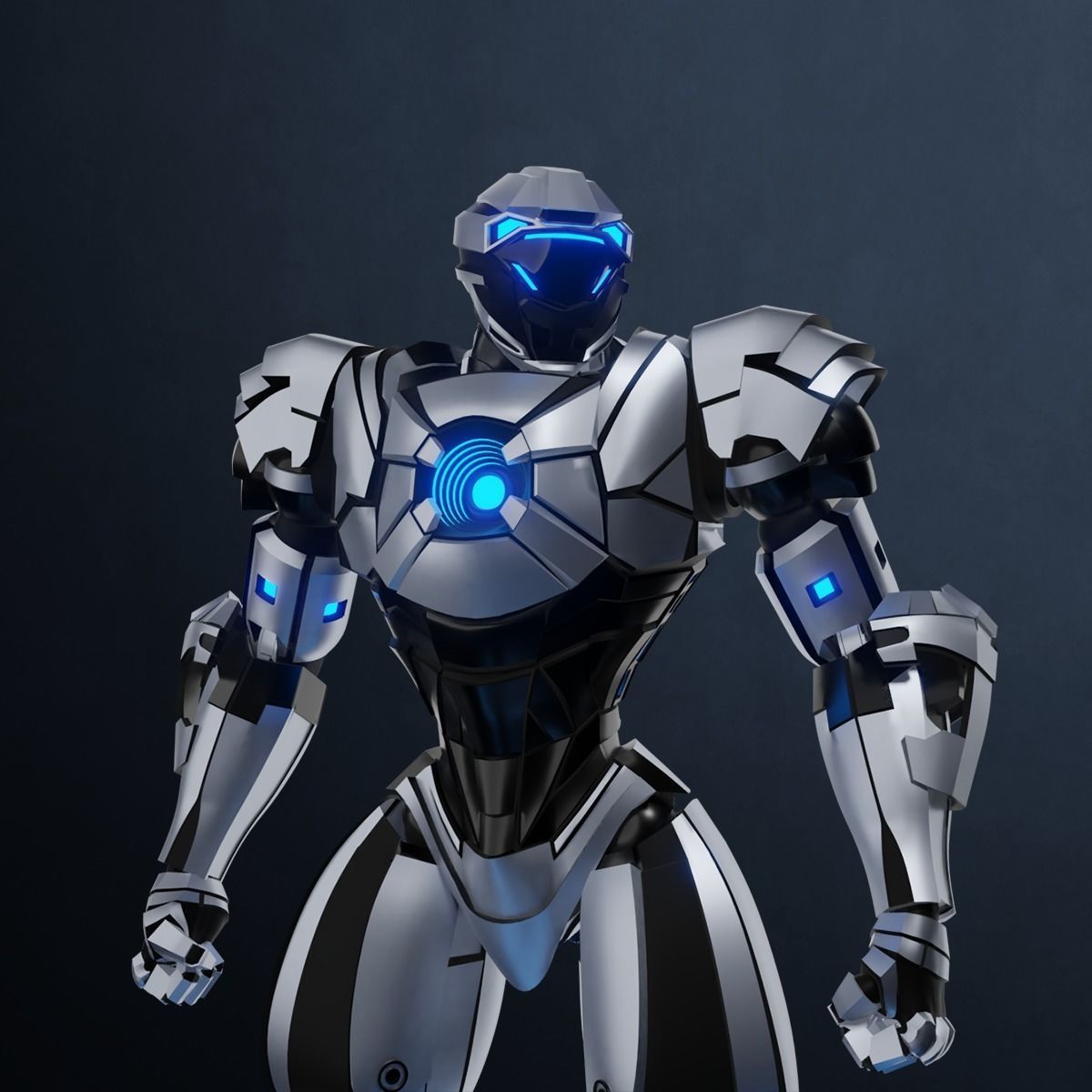 Robot character mecha game asset RTS01 Low-poly 3D model_8