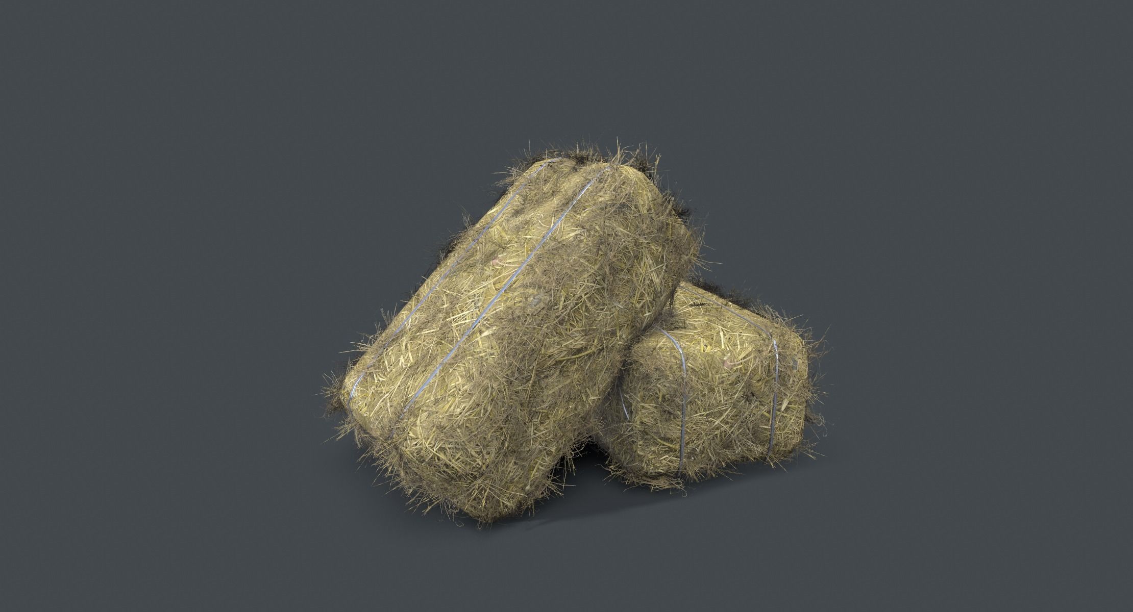 Game ready haystack two bundles of hay Low-poly 3D model_1
