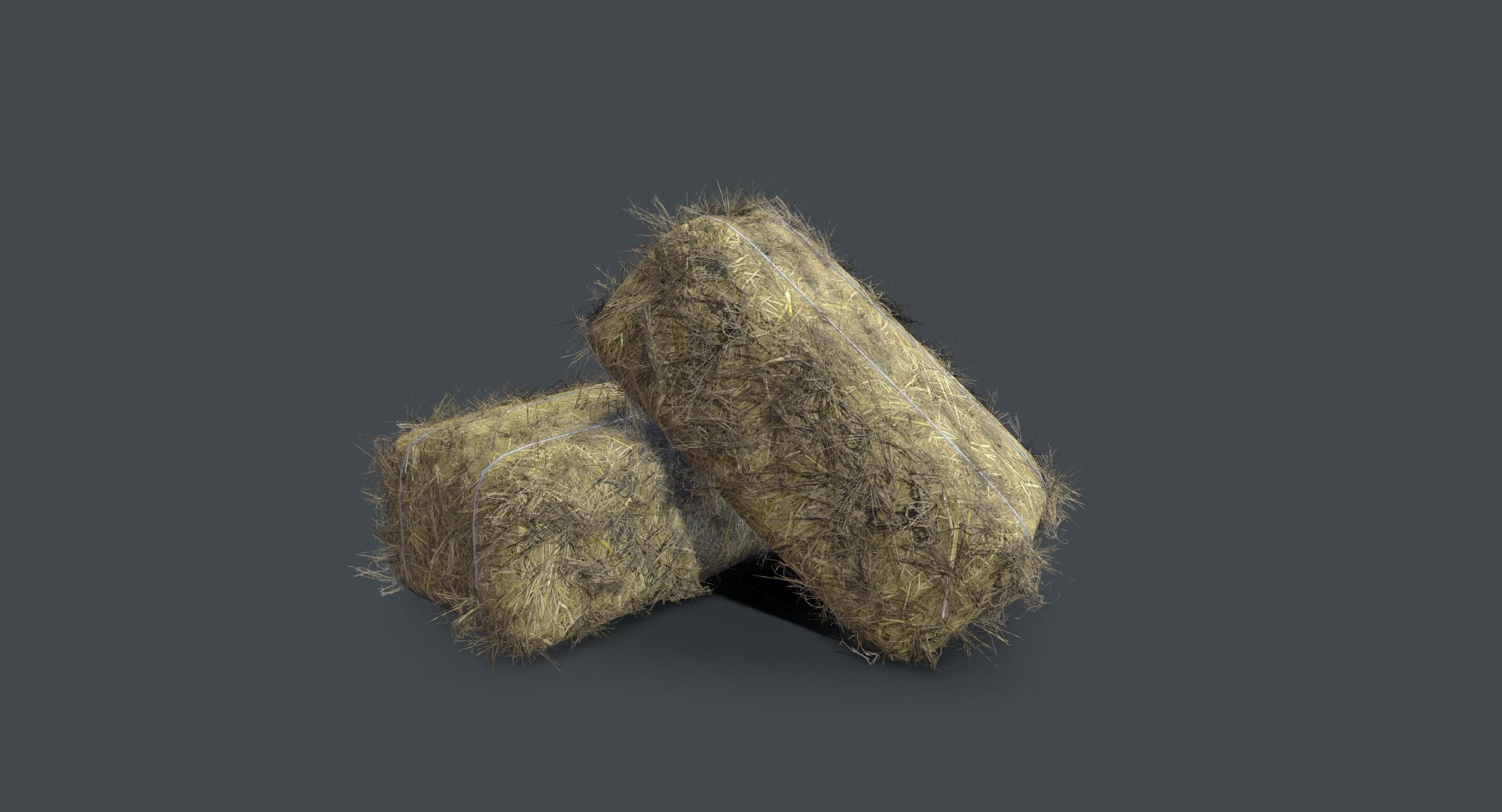 Game ready haystack two bundles of hay Low-poly 3D model_2