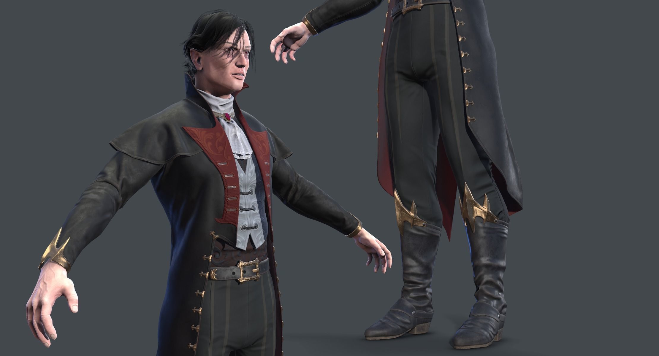 Victorian vampire Low-poly 3D model_2