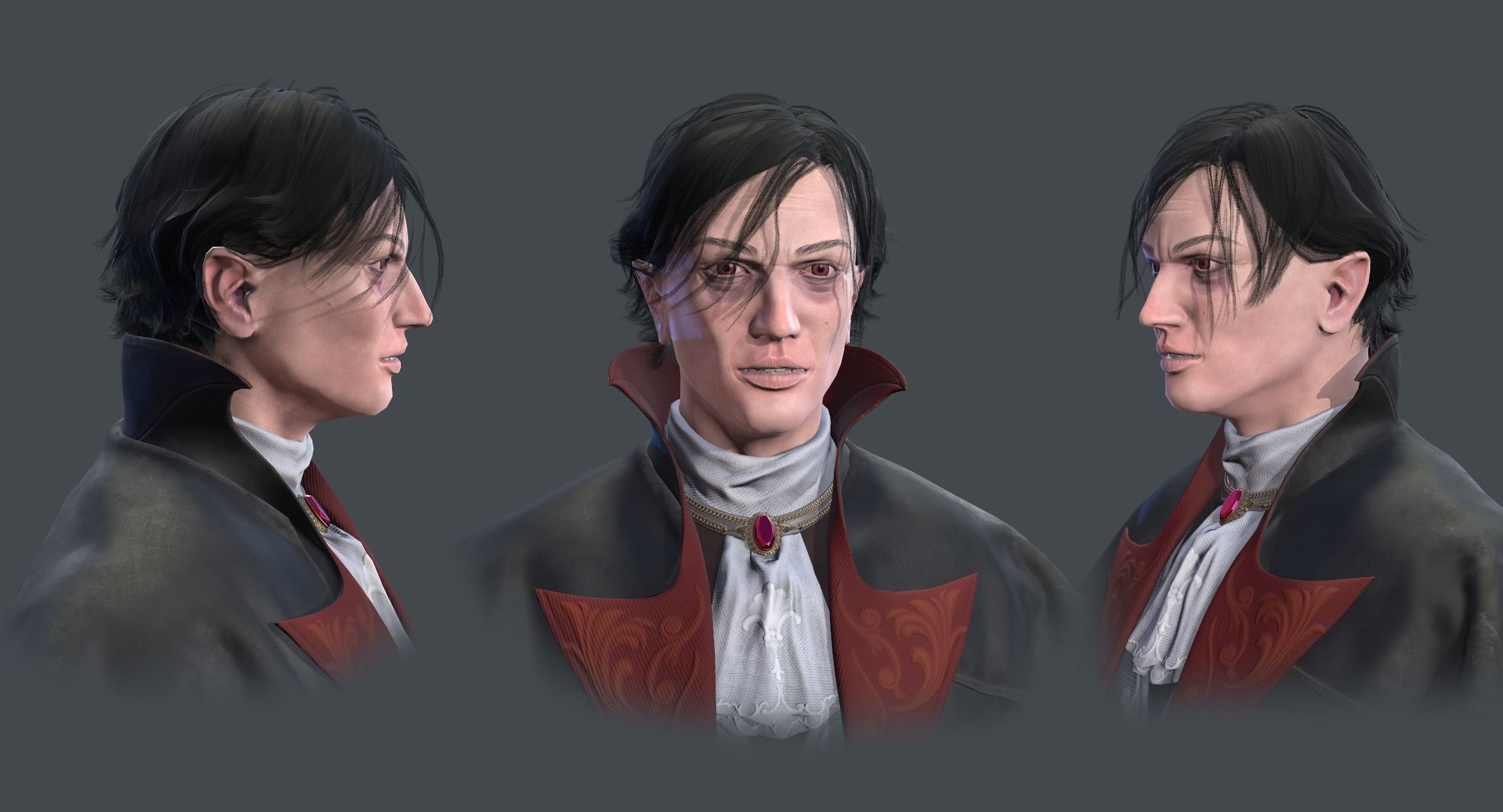 Victorian vampire Low-poly 3D model_3