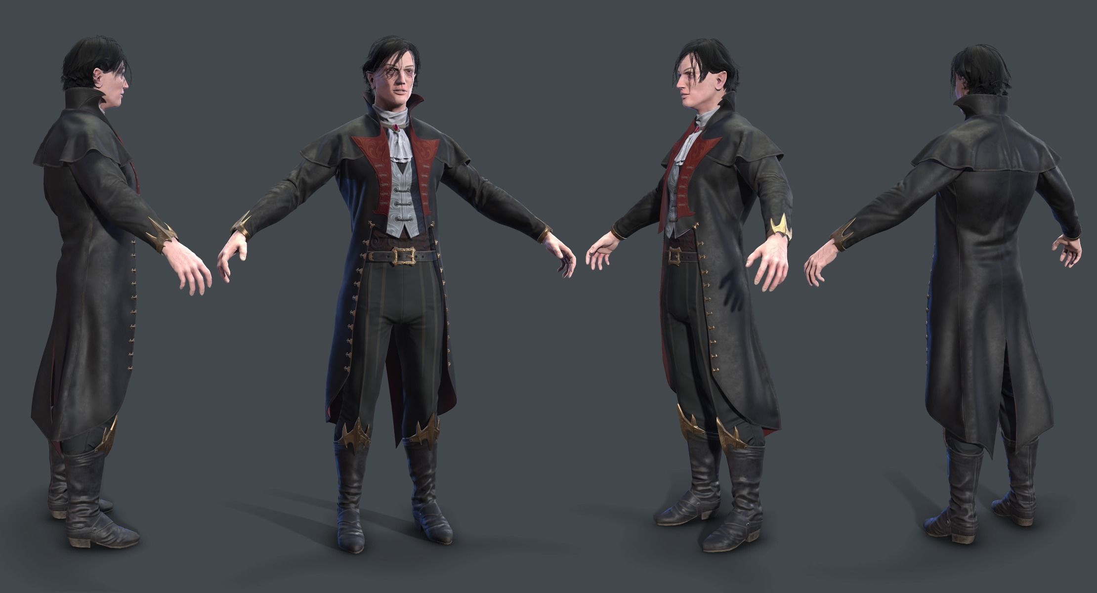 Victorian vampire Low-poly 3D model_1