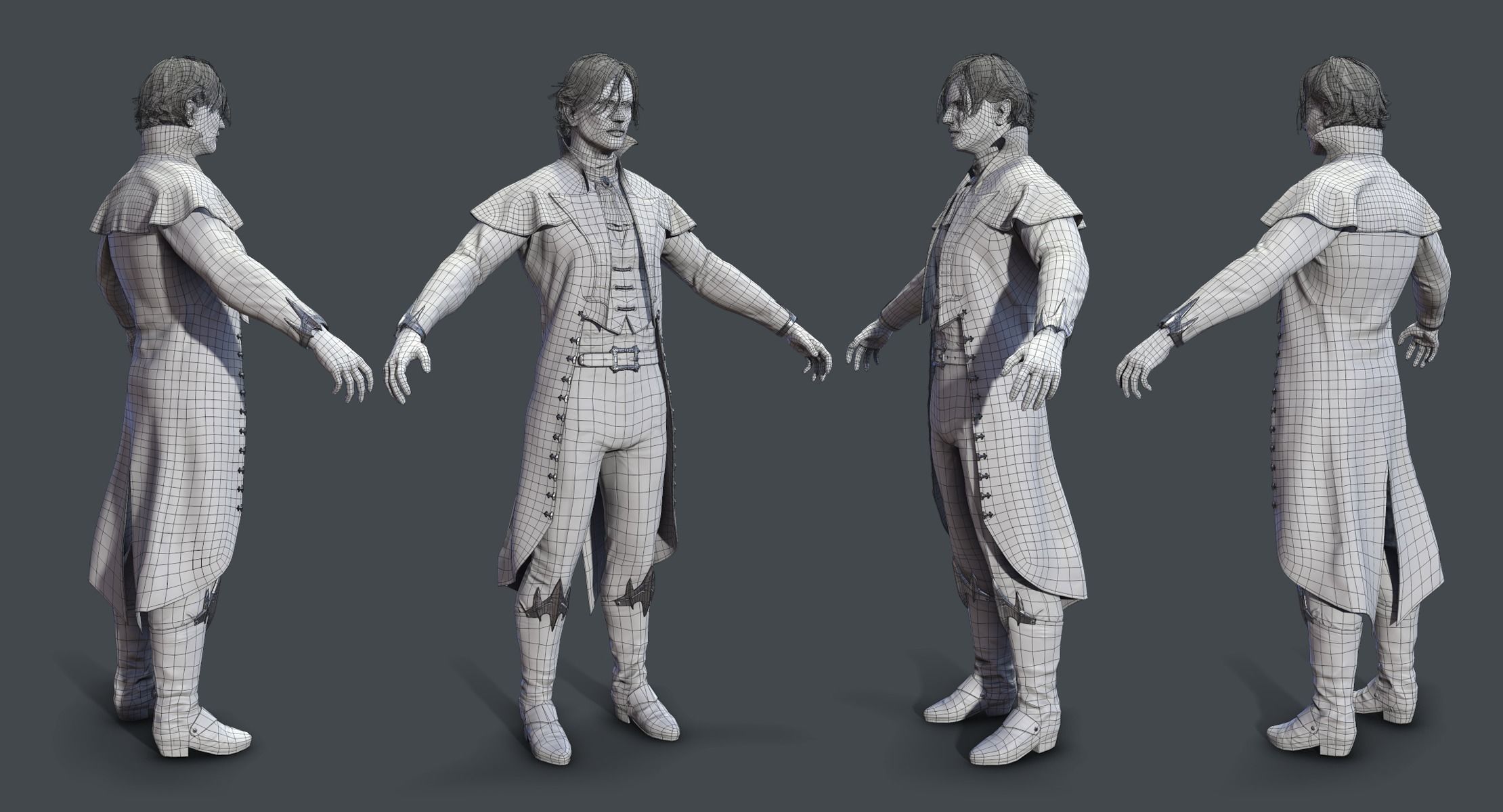 Victorian vampire Low-poly 3D model_4