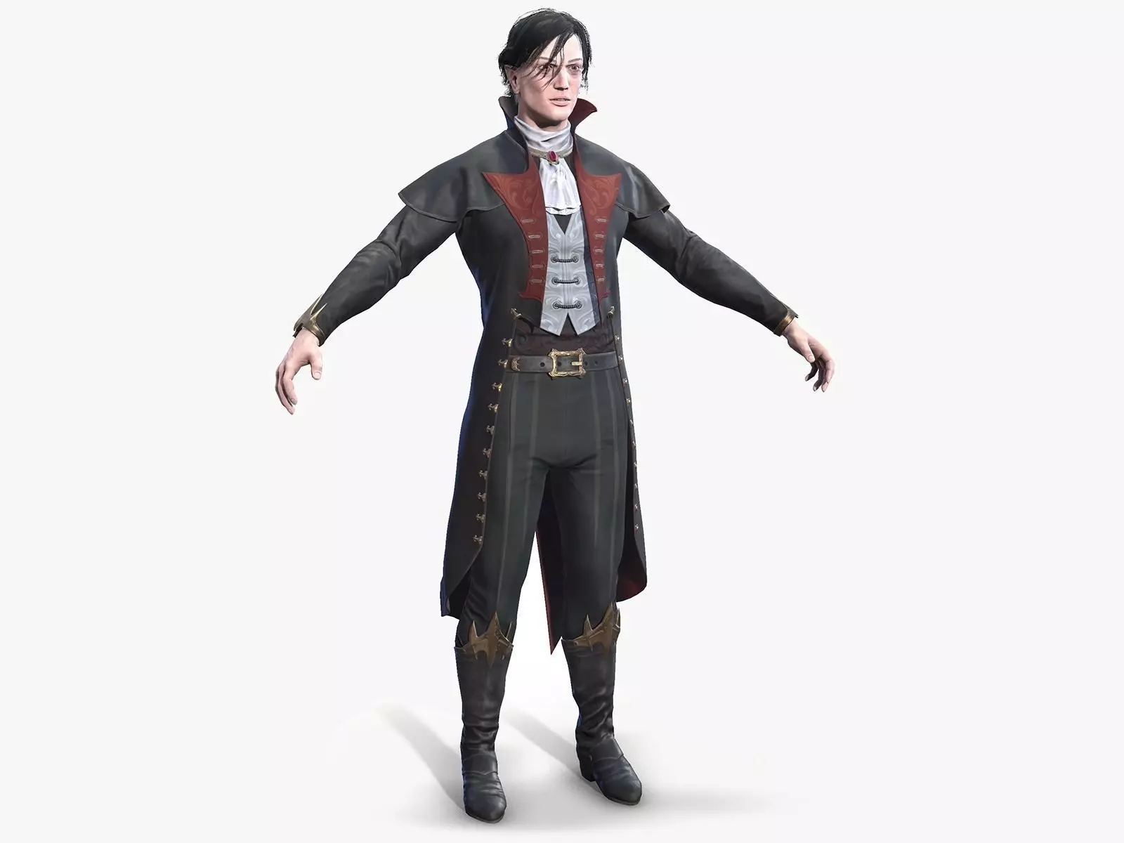 Victorian vampire Low-poly 3D model_0