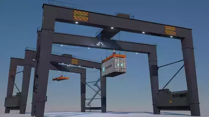 RTG Gantry  Port Crane Low poly Low-poly 3D model