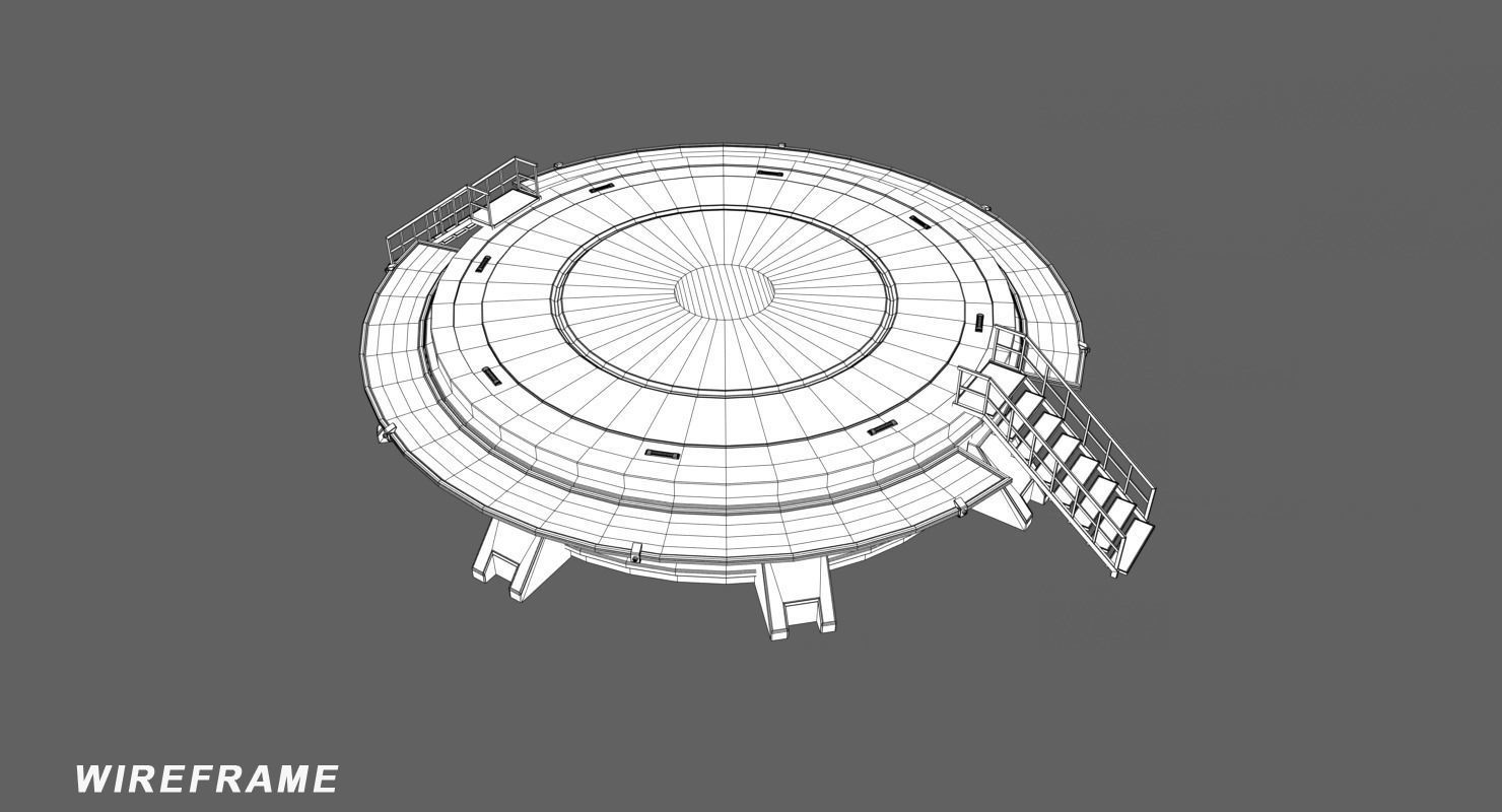 Mars Kit Bash - Landing Pad Low-poly 3D model_3