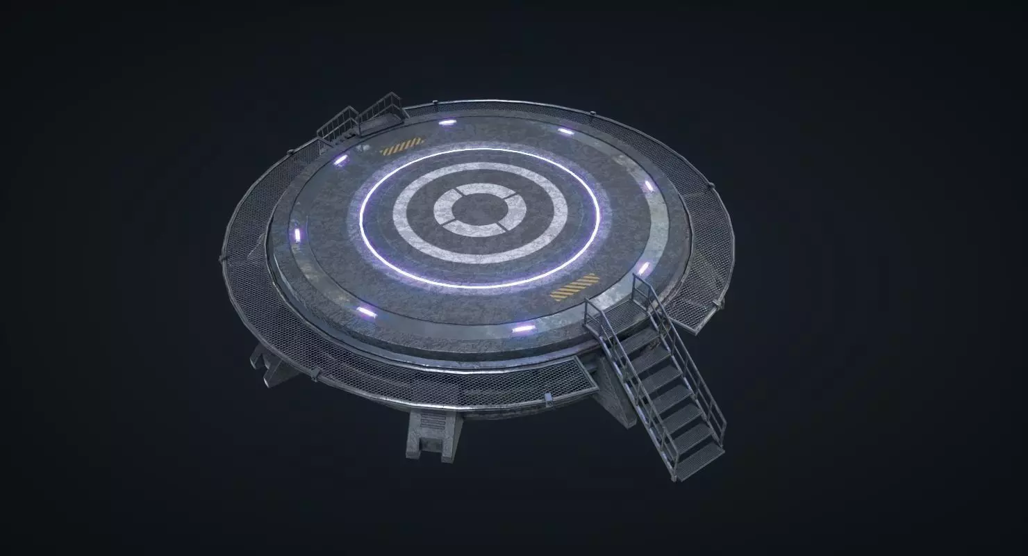 Mars Kit Bash - Landing Pad Low-poly 3D model_0