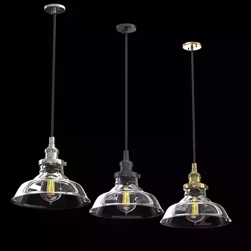 20th Century Factory Filament Clear Glass Barn Pendant 3D model