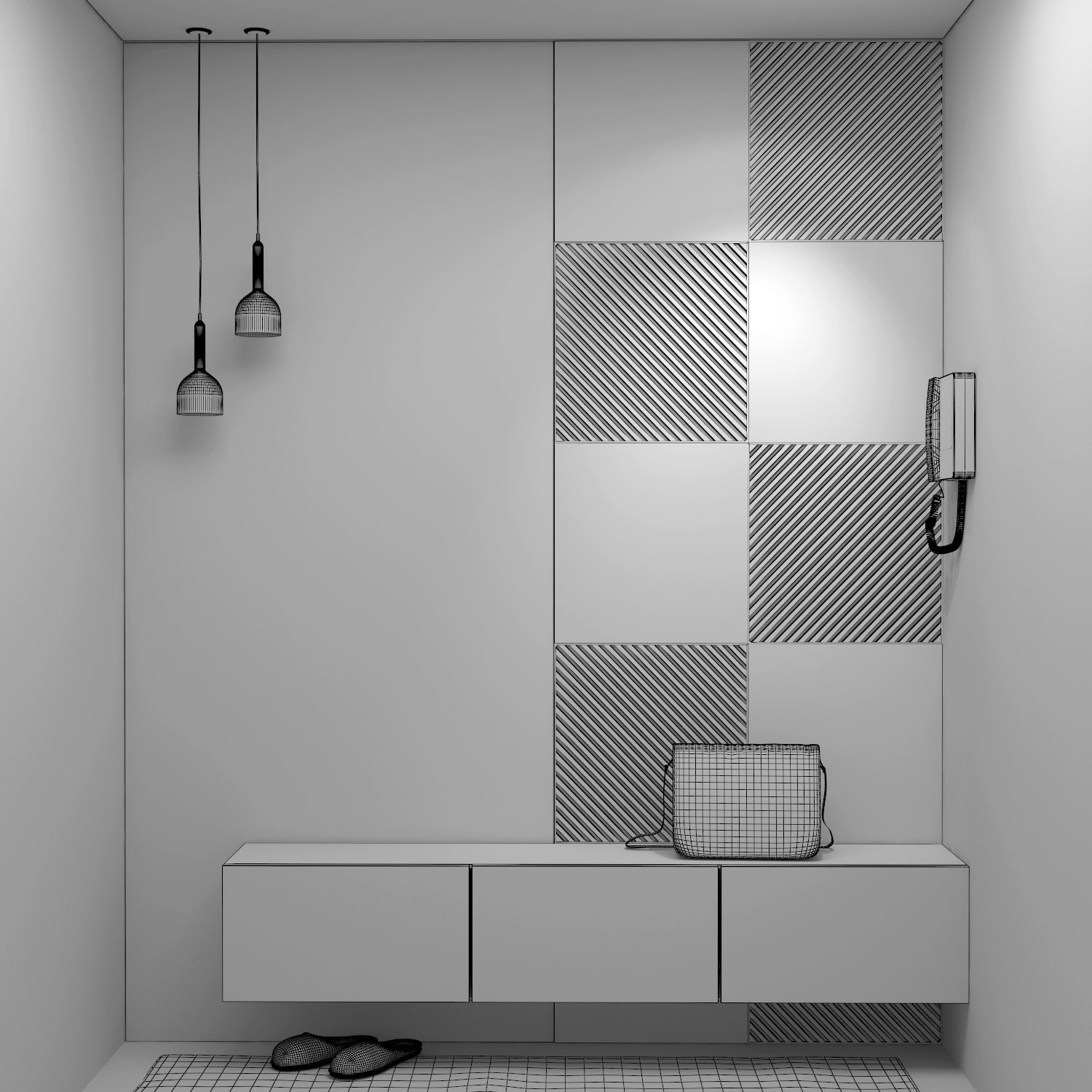 hallway modern entryway design 3D model_4