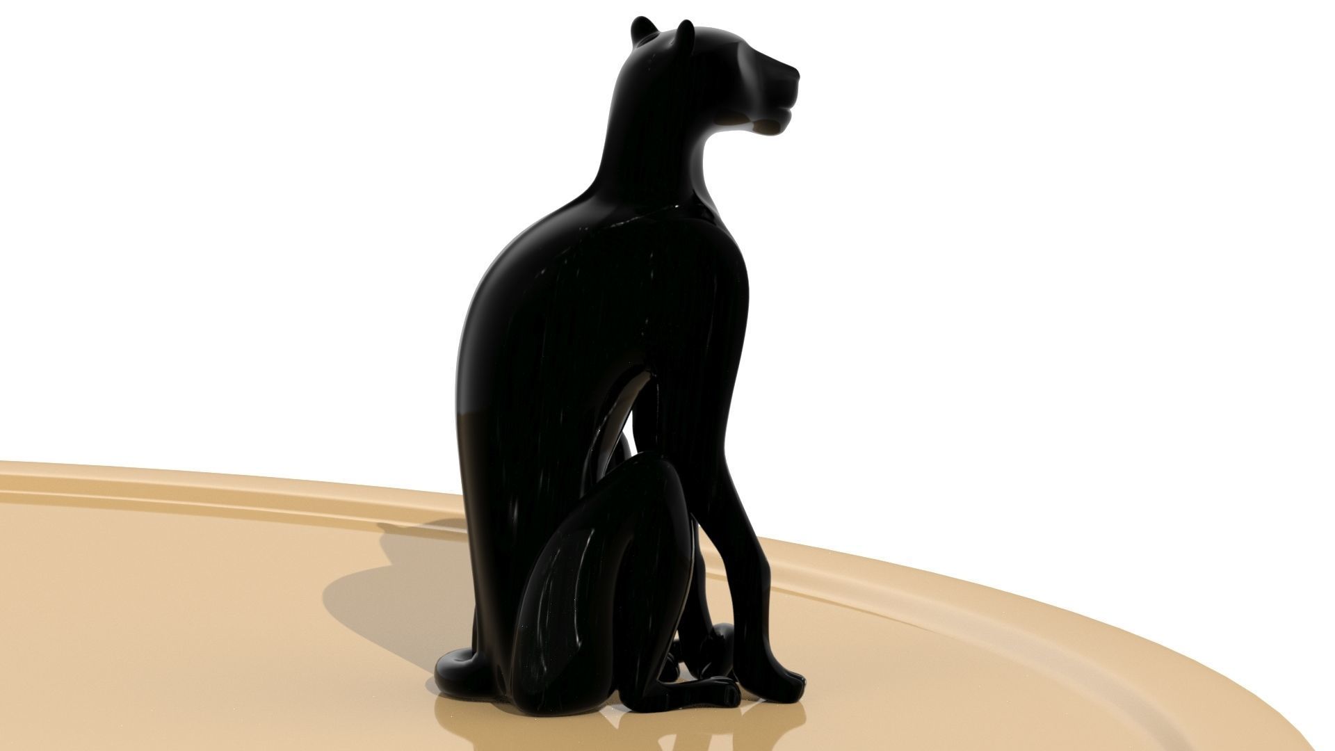 Black panther sitting Texture Black marble Marquina 3D model_3
