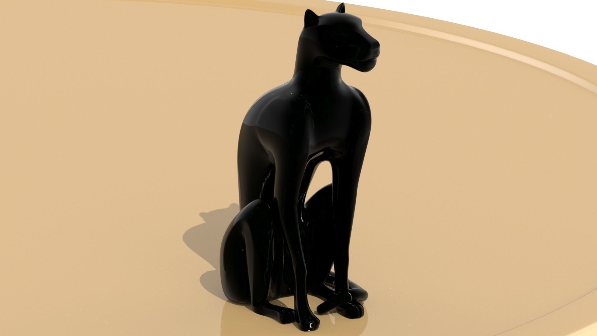 Black panther sitting Texture Black marble Marquina 3D model_4