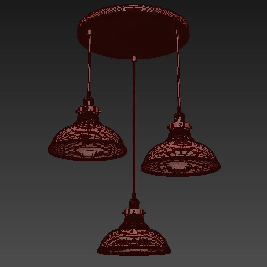 ARTCRAFT 3-Light Bronze and Copper Pendant 3D model_4