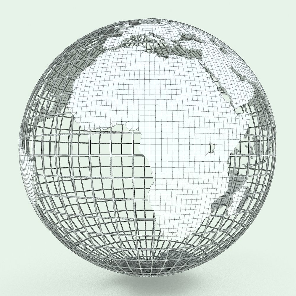 Golden Earth Globe on a golden spherical grid 3D model_15