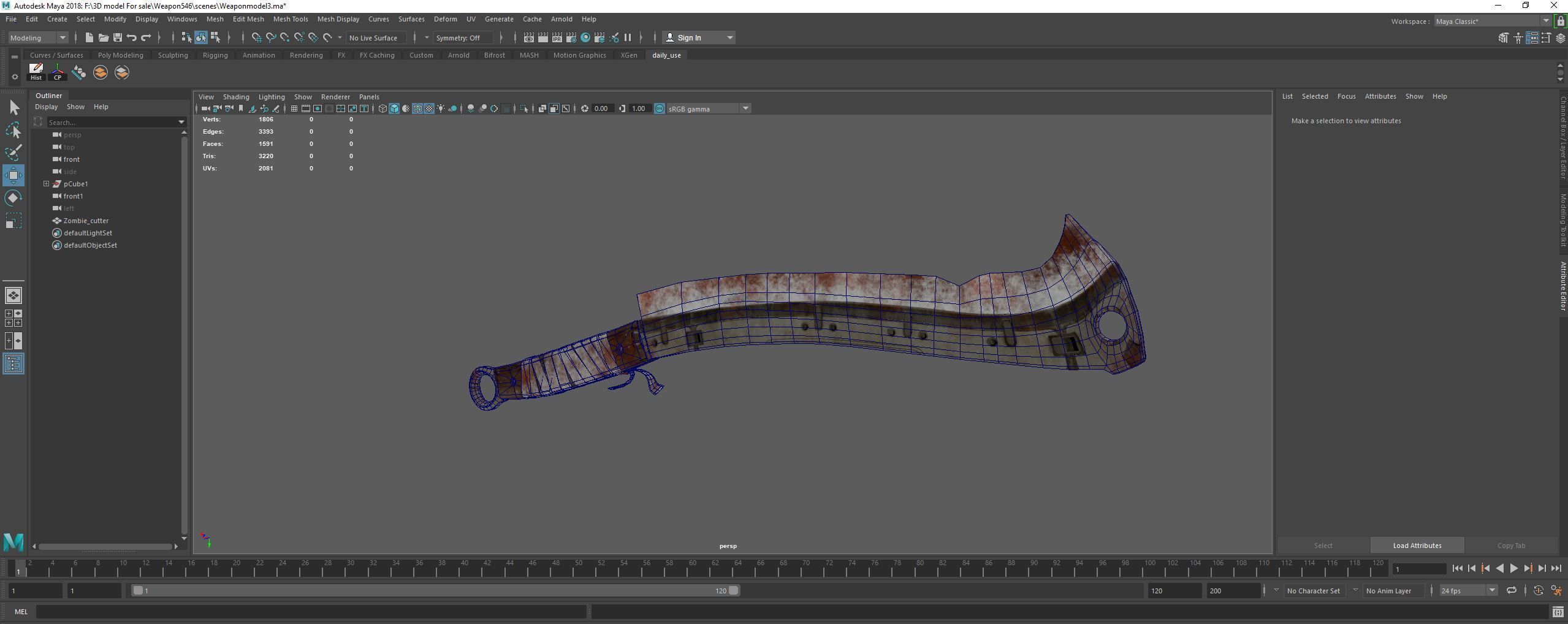 Zombie Cutter Weapon Low-poly 3D model_8