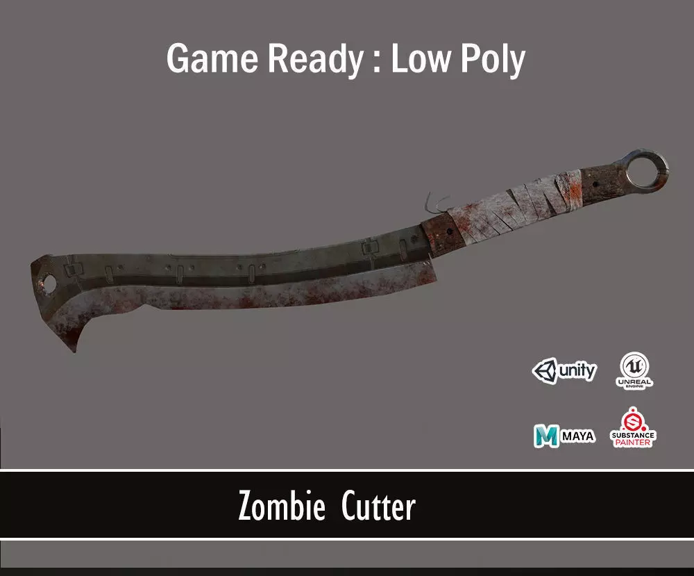 Zombie Cutter Weapon Low-poly 3D model_0