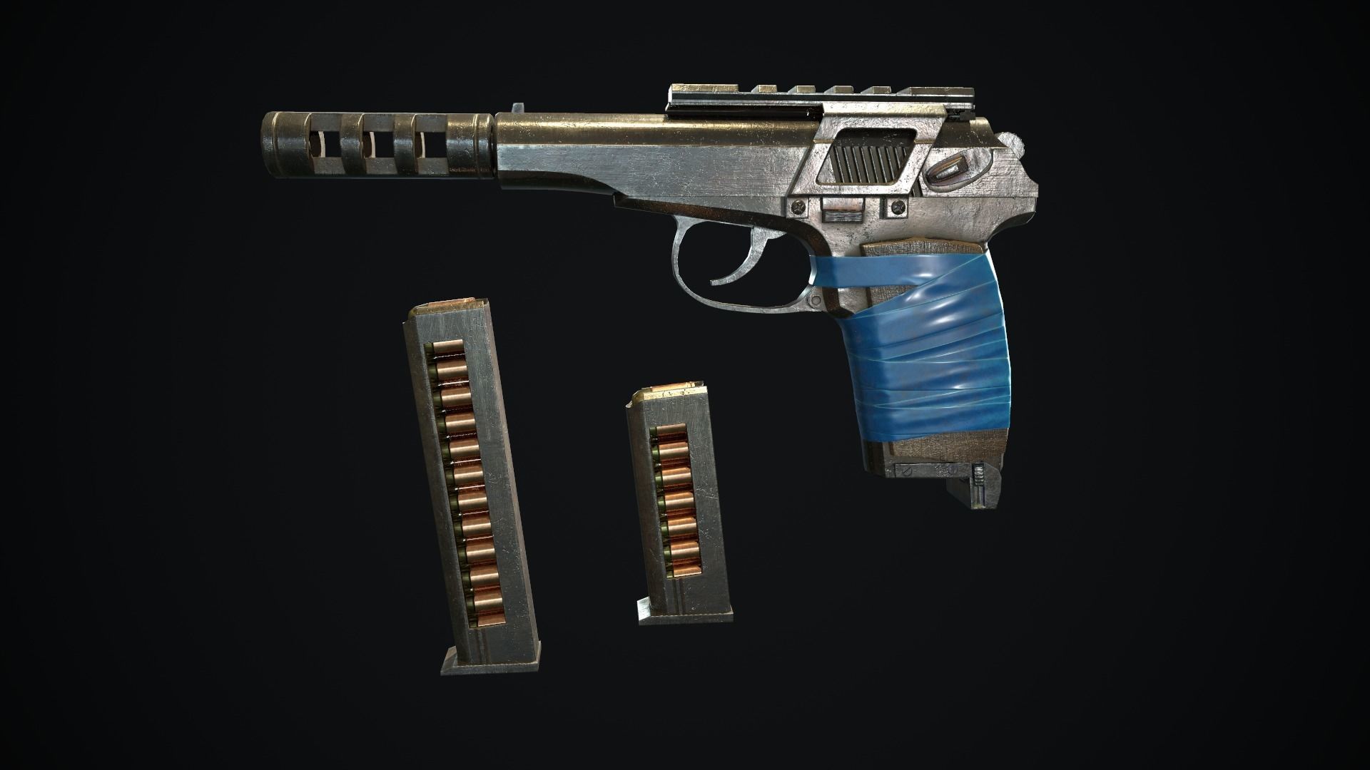 Pistols makarov Low-poly 3D model_6