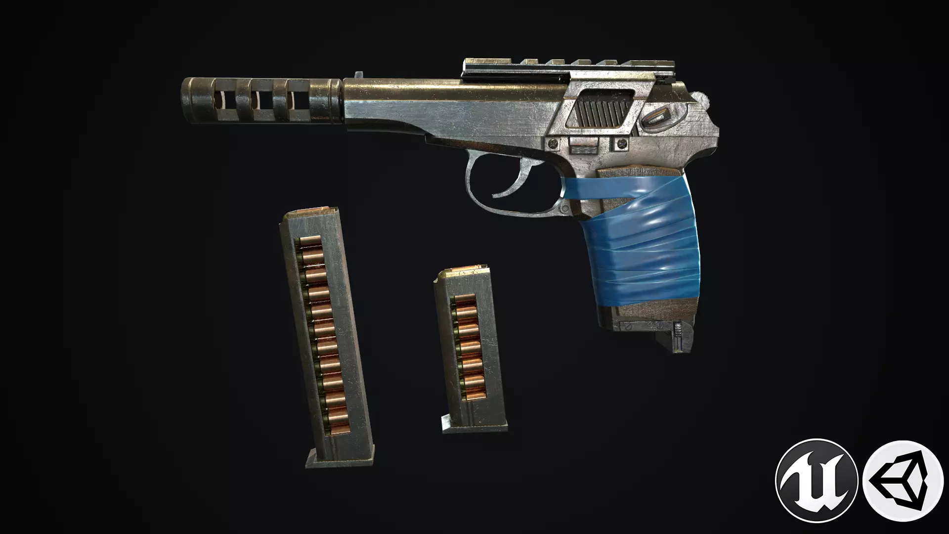 Pistols makarov Low-poly 3D model_0