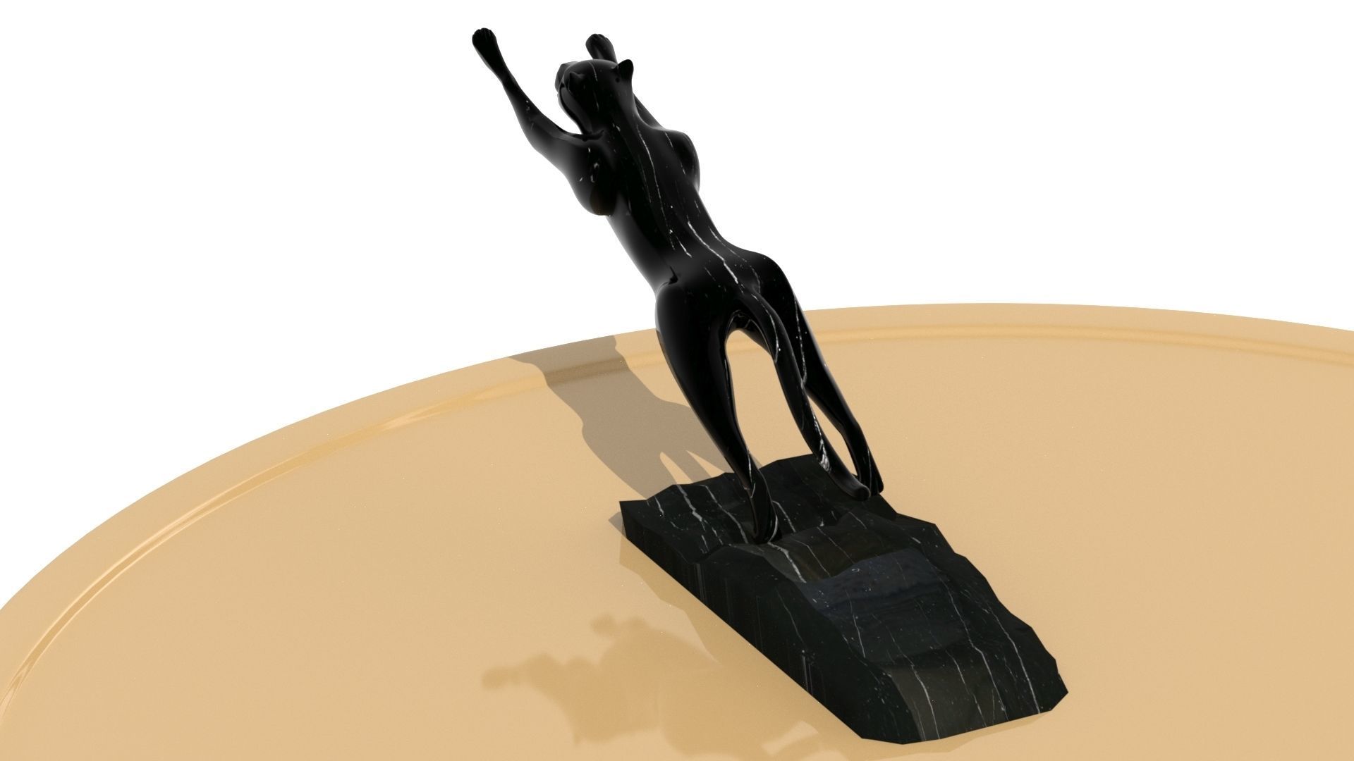 Black panther jumping 3D print model_3