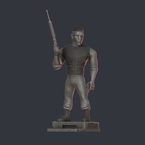 The Punisher statue of man holding gun 3D print model