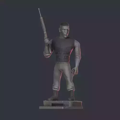 The Punisher statue of man holding gun 3D print model