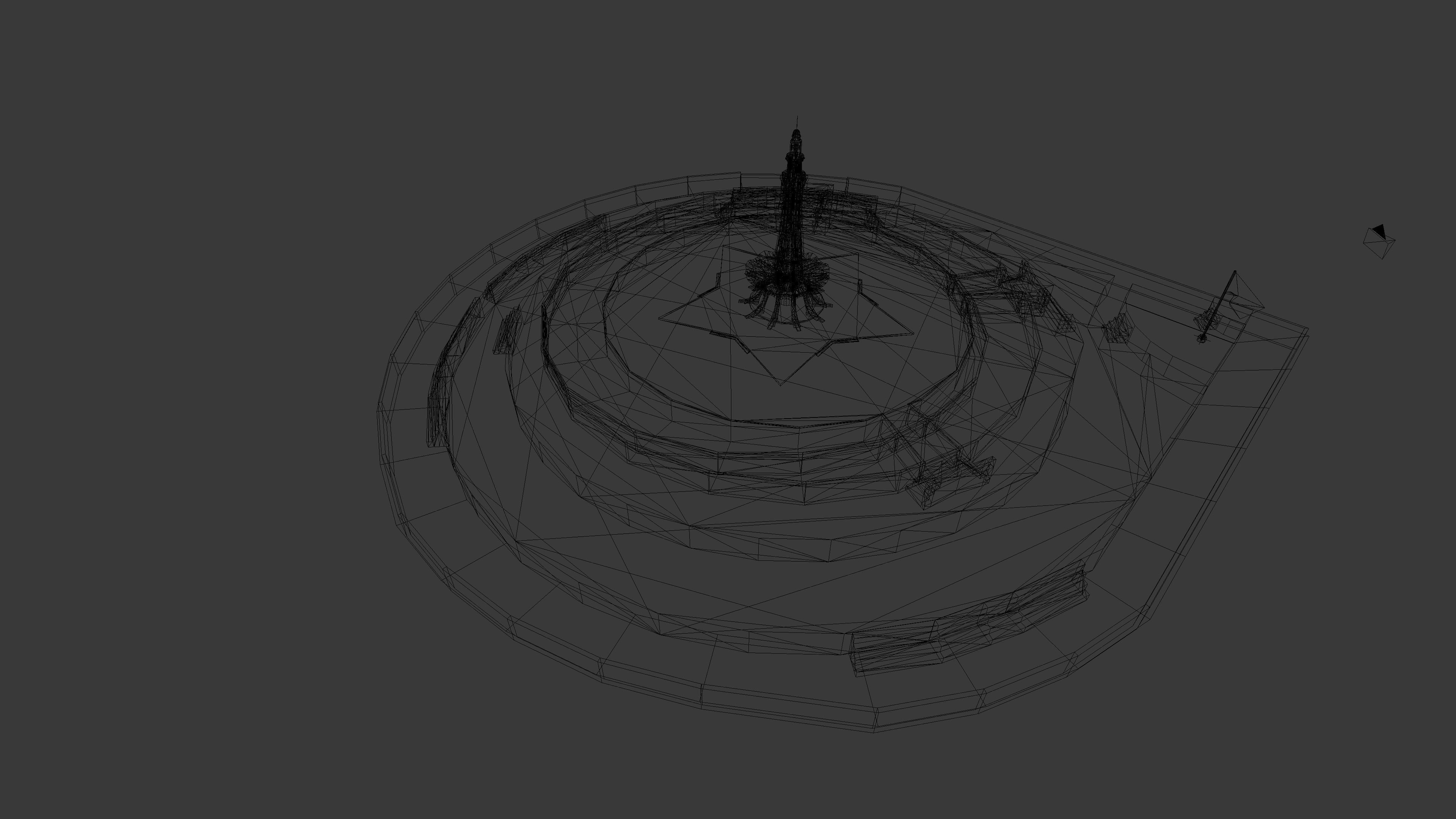 Minar-e-Pakistan - Lowpoly - Game Ready golden dome Low-poly 3D model_5