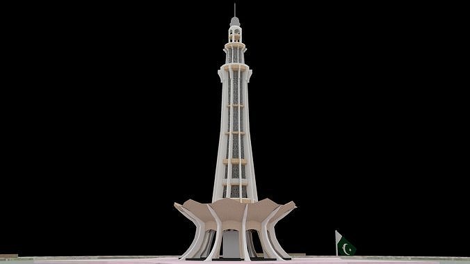 Minar-e-Pakistan - Lowpoly - Game Ready golden dome Low-poly 3D model