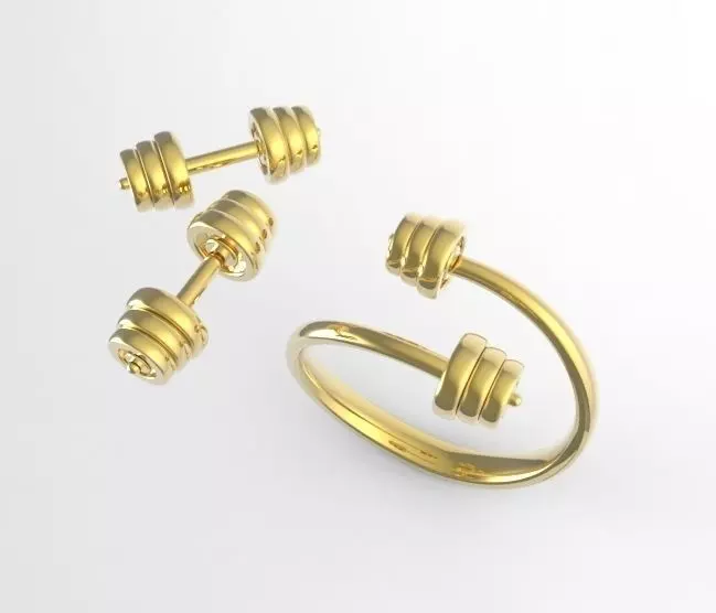dumbbells gold plated door handle 3D print model