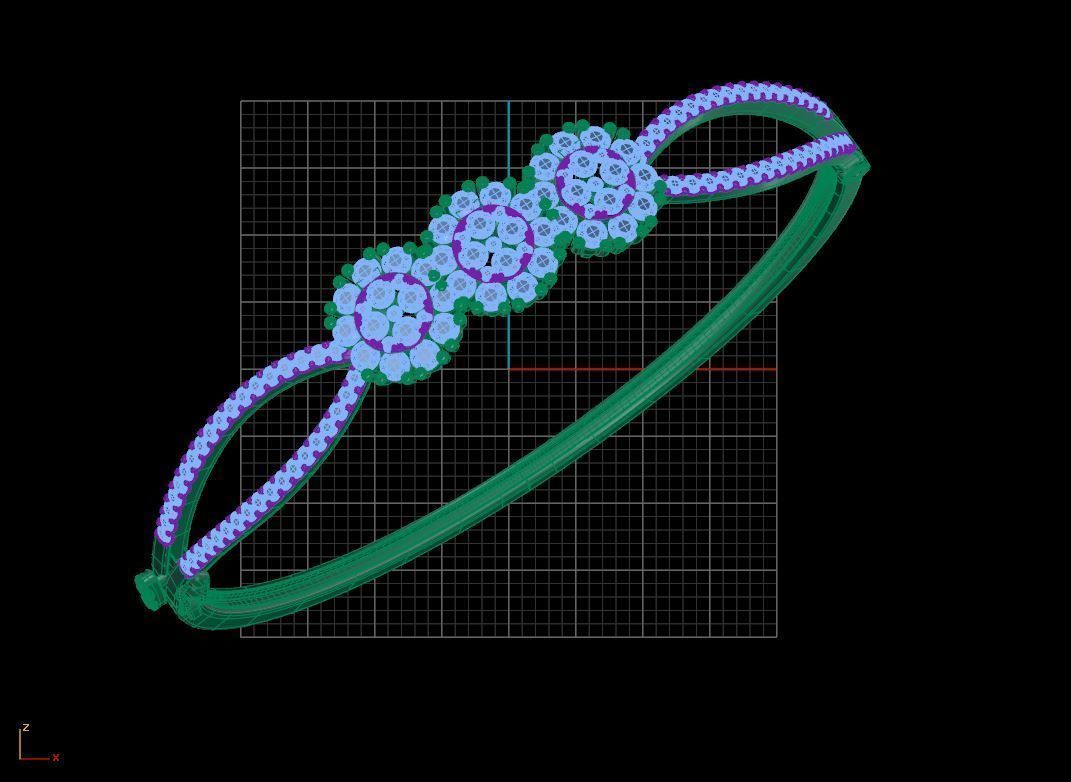 Trio Clump Bracelet  3D print model_7