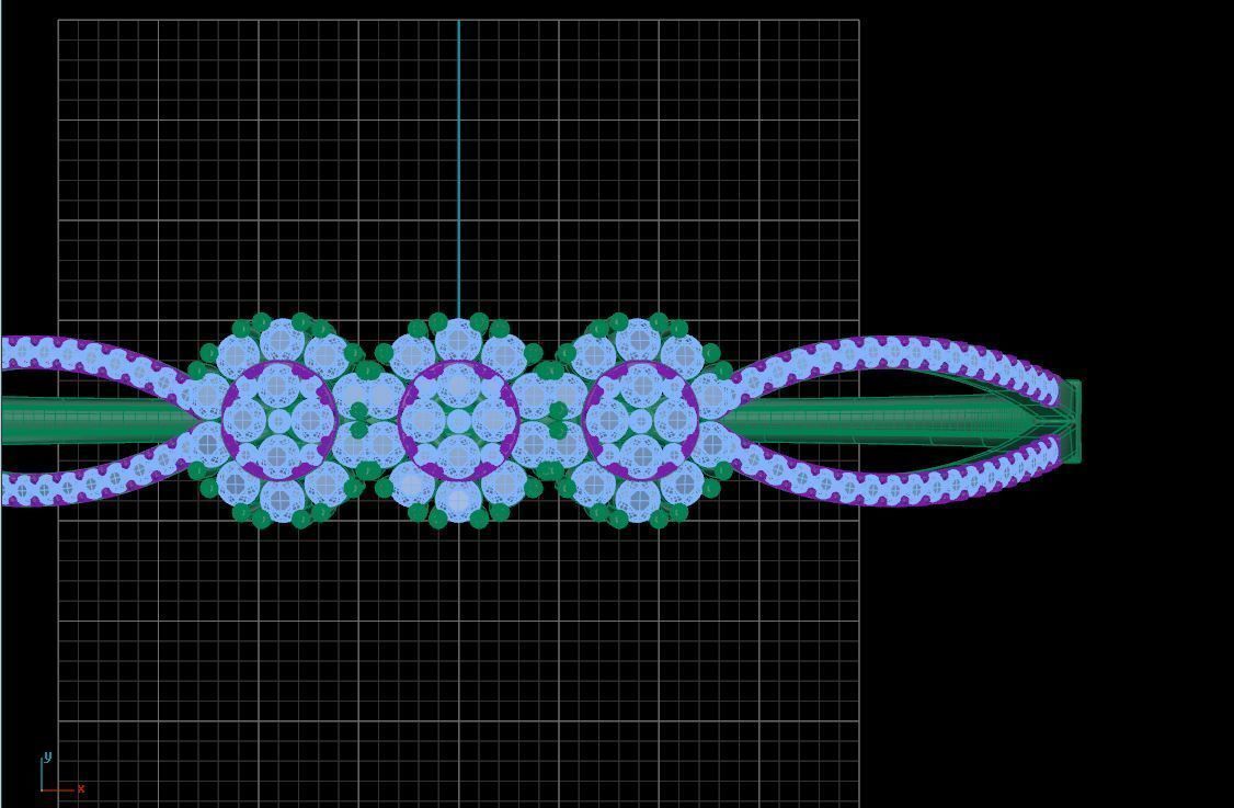 Trio Clump Bracelet  3D print model_9