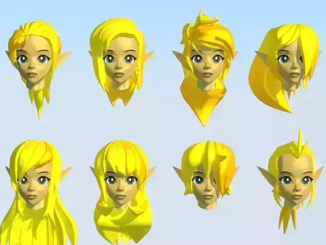 Acheron Hair Styles 02 Low-poly 3D model