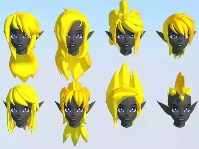 Acheron Hair Styles 03 Low-poly 3D model