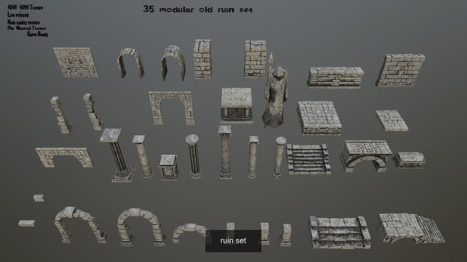 ruin set 01 3D Model Collection