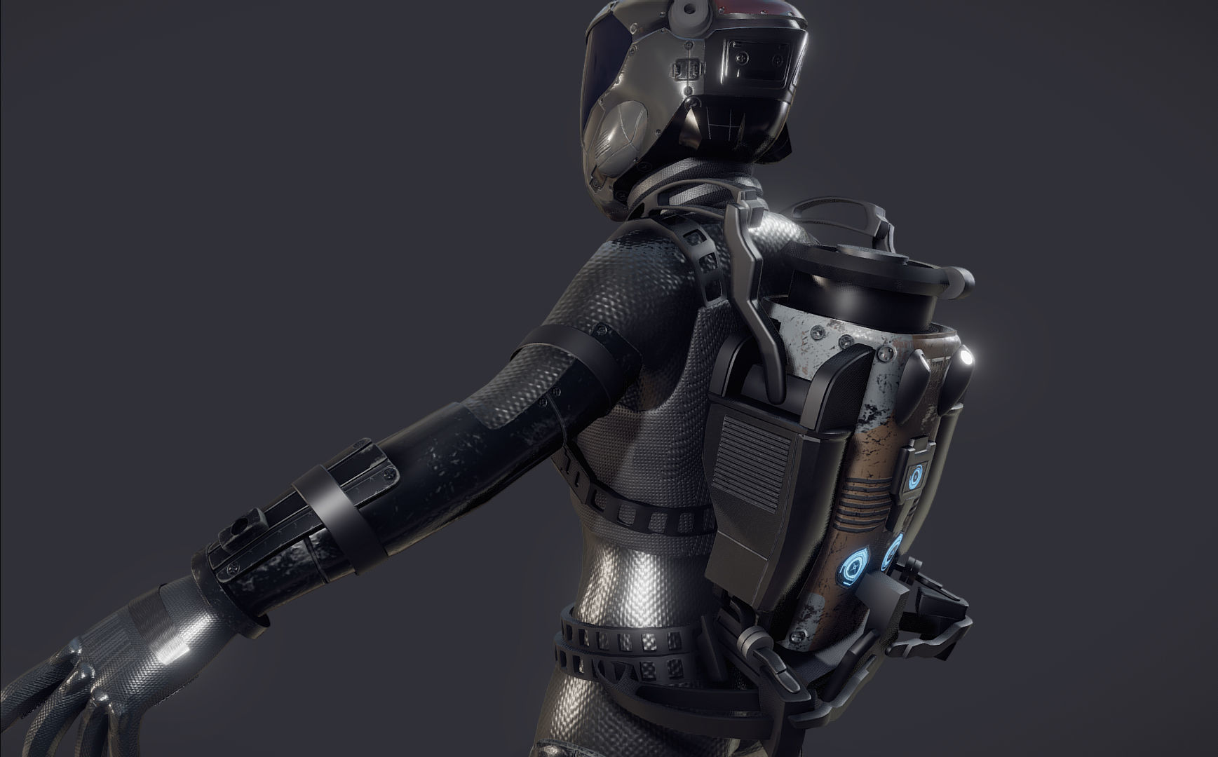 female Space Engineer  Low-poly 3D model_6