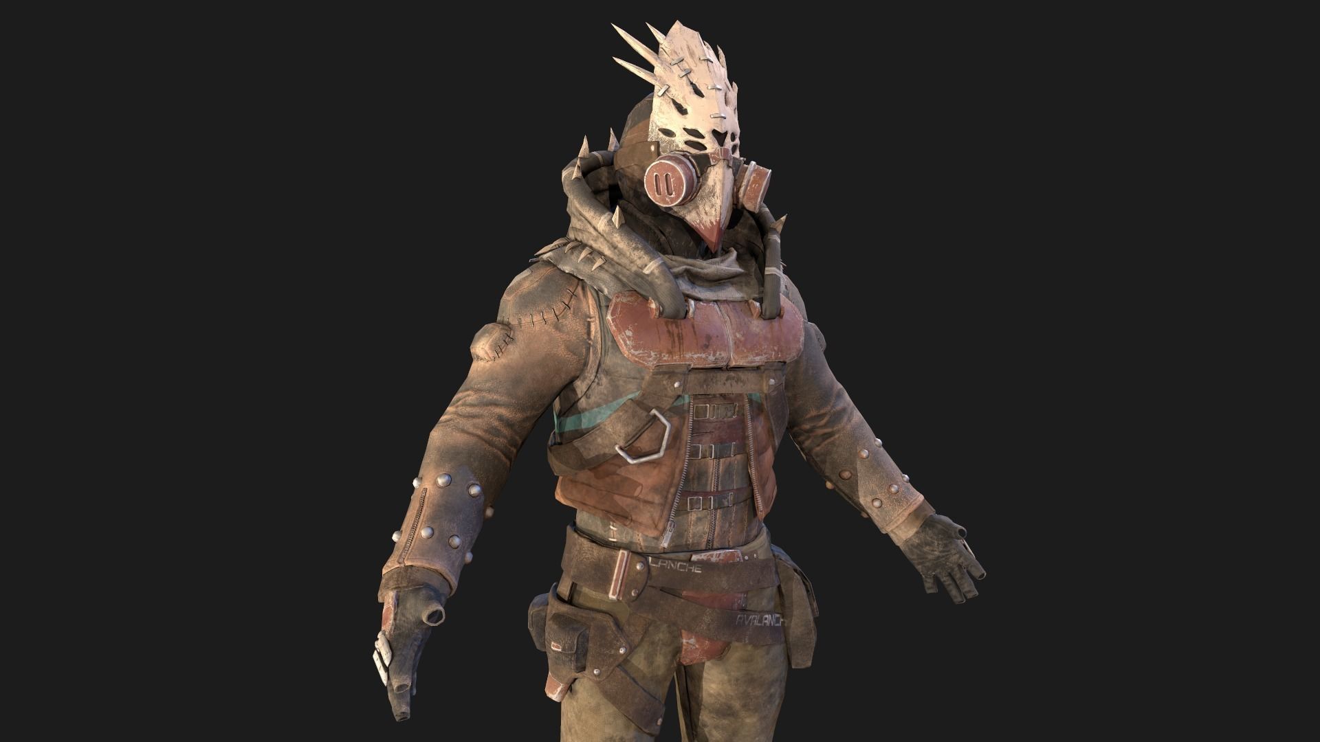 Skull armor 3 Low-poly 3D model_1