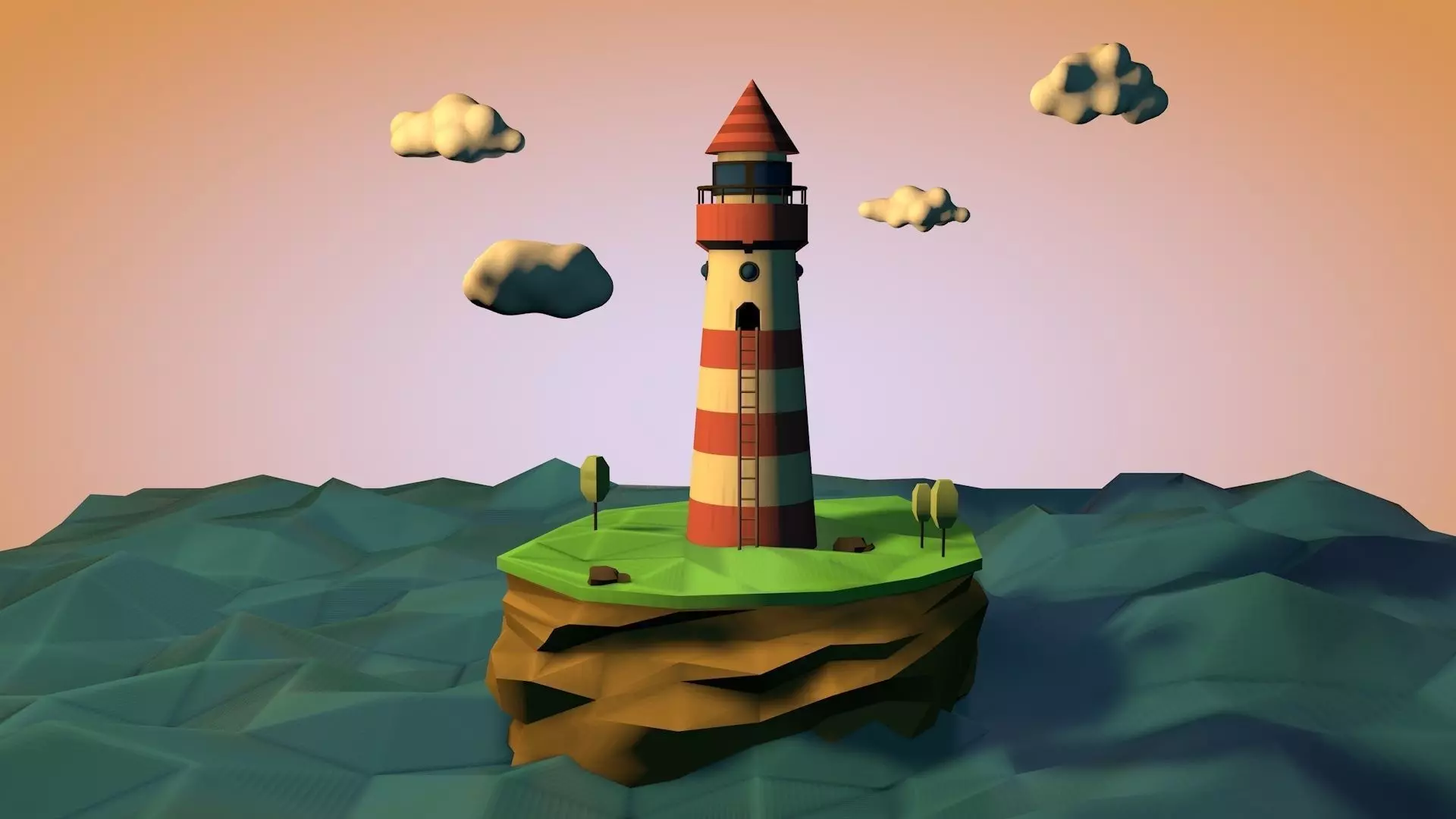 light house Low-poly 3D model_0