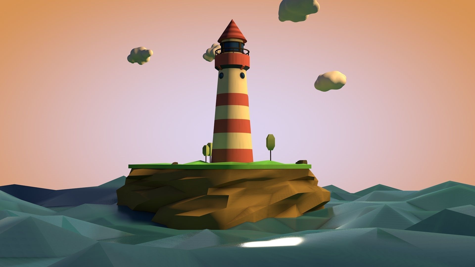 light house Low-poly 3D model_1