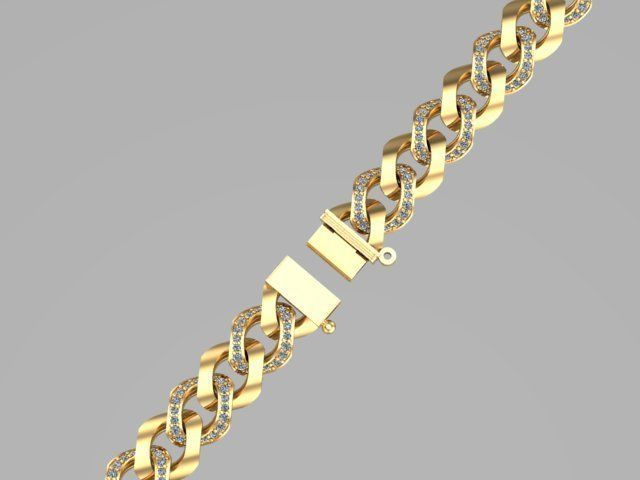 cuban chain bracelet necklace STL   3D model_3