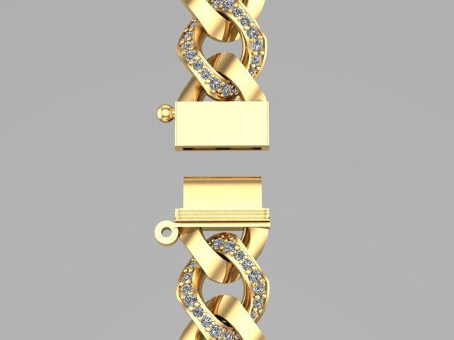 cuban chain bracelet necklace STL   3D model_5