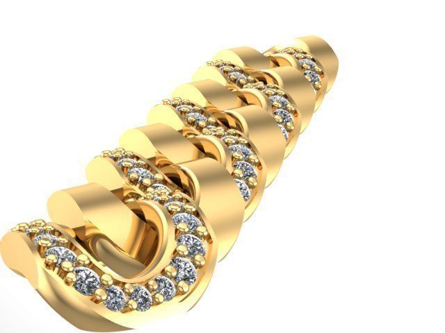 cuban chain bracelet necklace STL   3D model_1