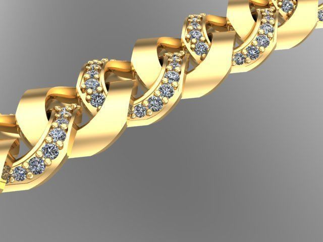 cuban chain bracelet necklace STL   3D model_2