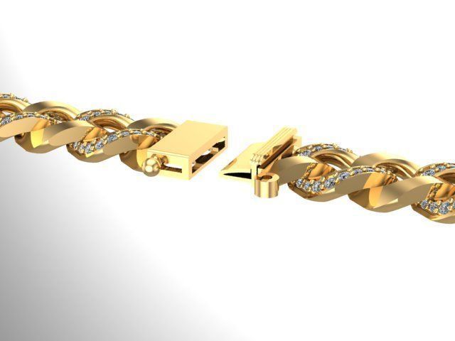 cuban chain bracelet necklace STL   3D model_4