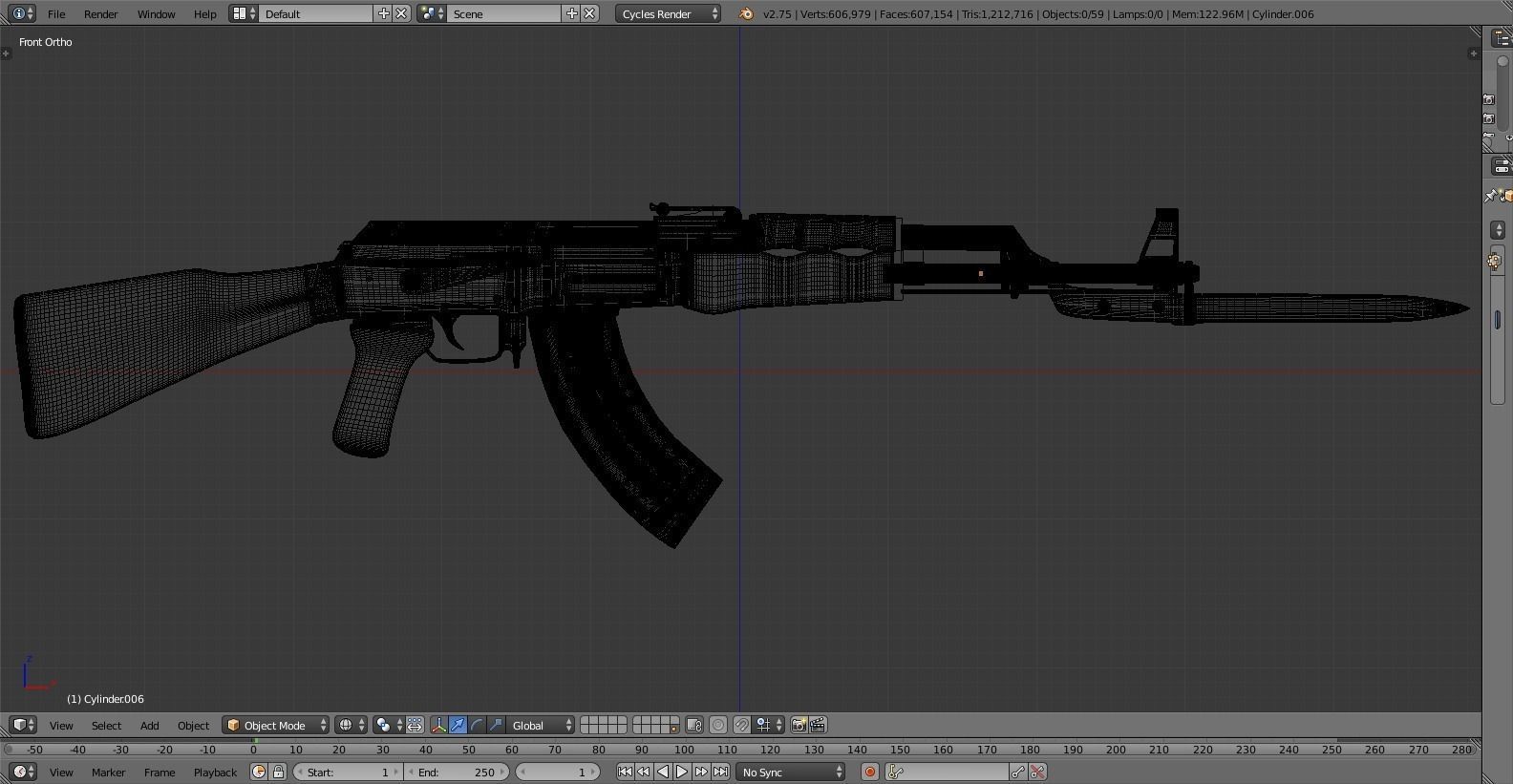 High-Poly AK-47 ak - rifle 3D model_11