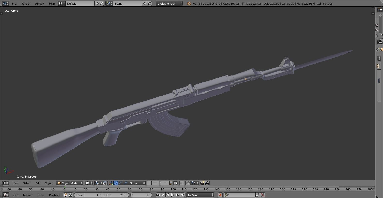 High-Poly AK-47 ak - rifle 3D model_10