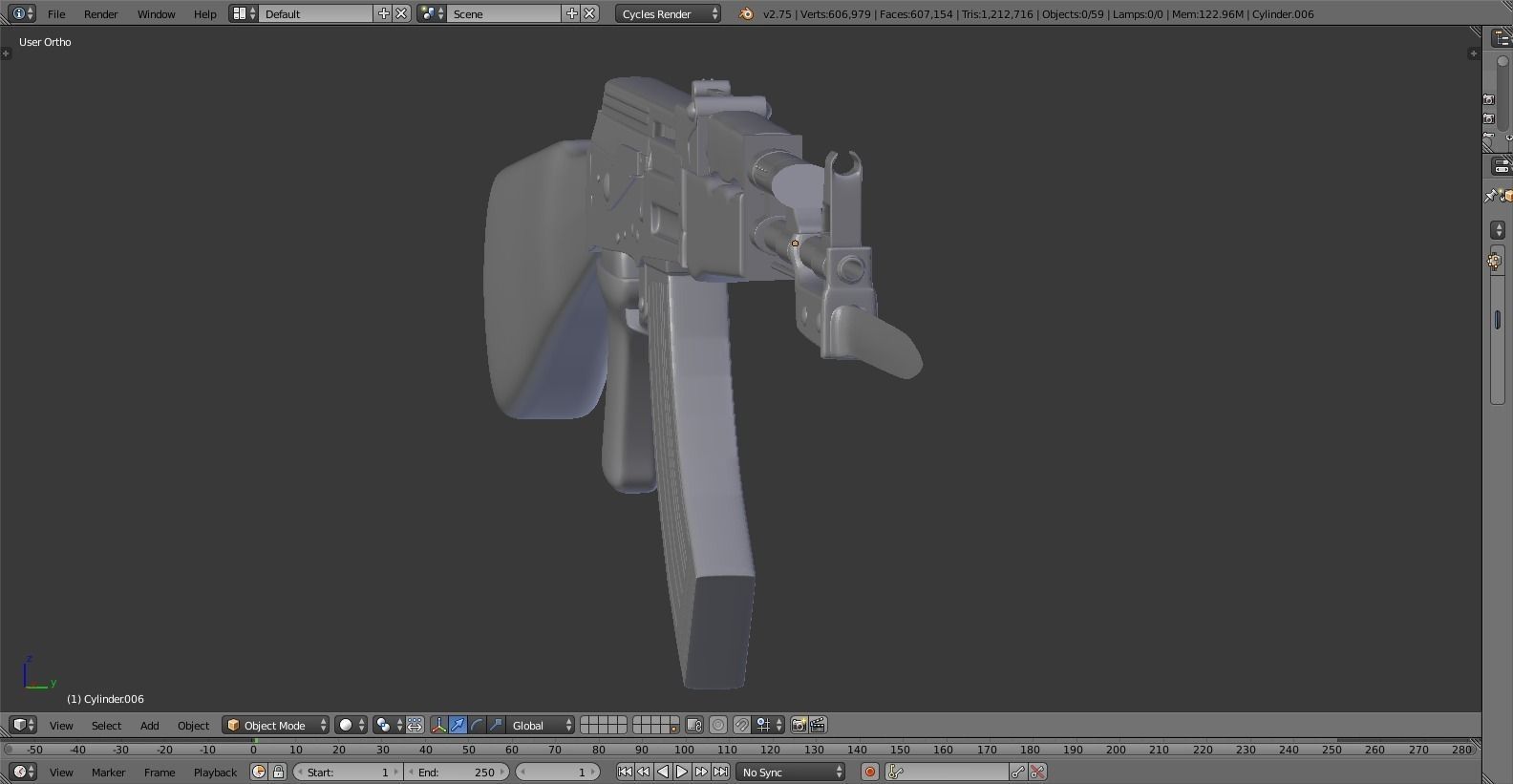 High-Poly AK-47 ak - rifle 3D model_6