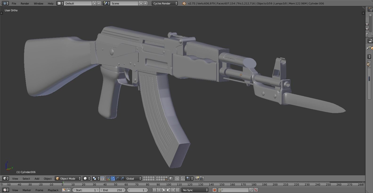 High-Poly AK-47 ak - rifle 3D model_1