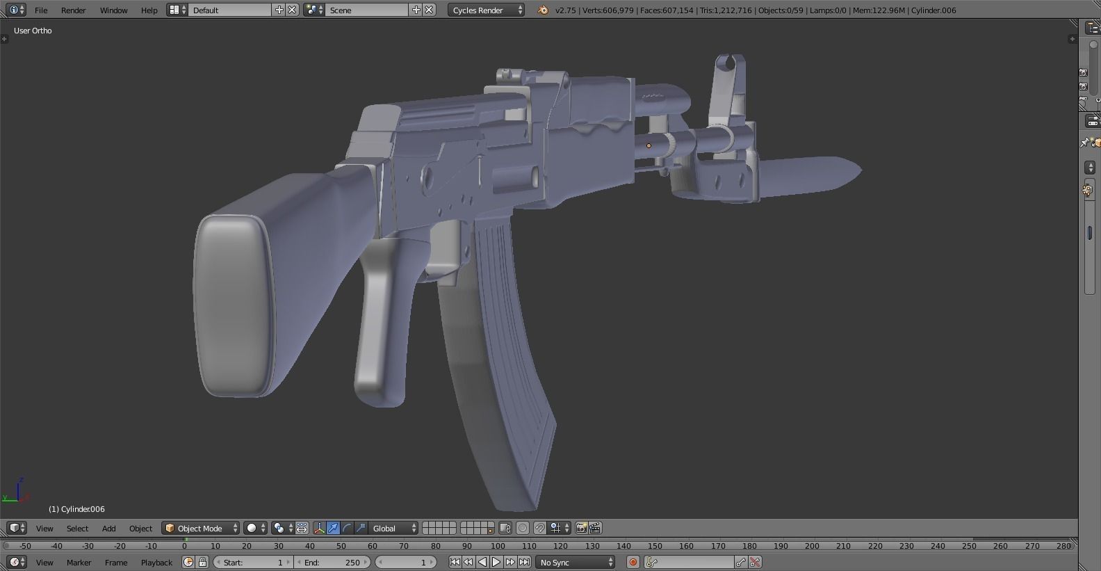 High-Poly AK-47 ak - rifle 3D model_5