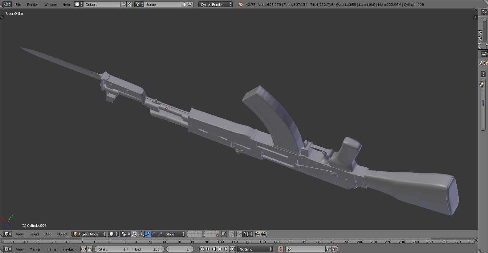 High-Poly AK-47 ak - rifle 3D model_8