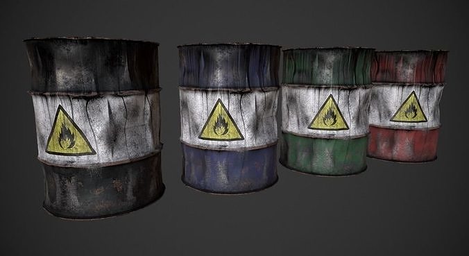 Old oil Barrels Free low-poly 3D model