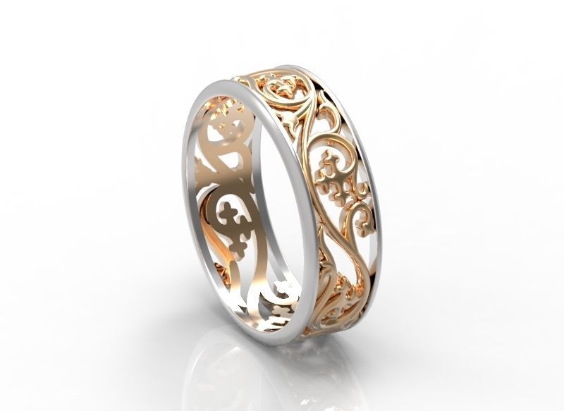 Floral pattern ring  3D print model_2