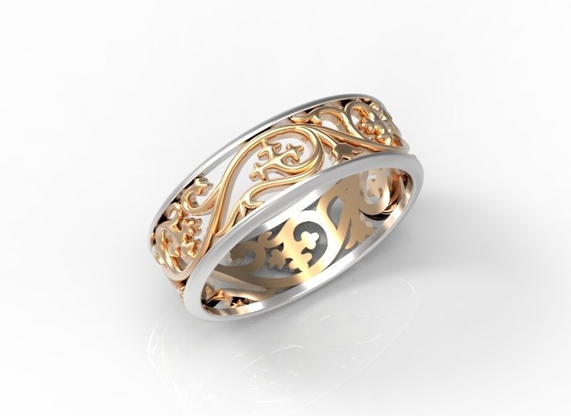 Floral pattern ring  3D print model_1